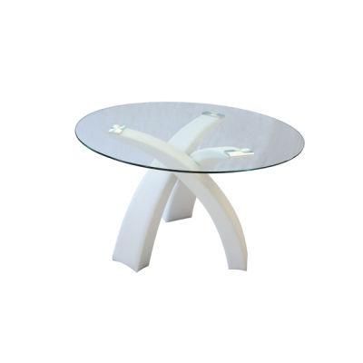 Wholesale Home Furniture New Design Clear Glass Top Leather Leg Steel Dining Table for Outdoor