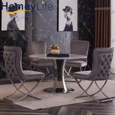 Newly Launched Restaurant Marble Metal Home Dining Table Chair Furniture Combination