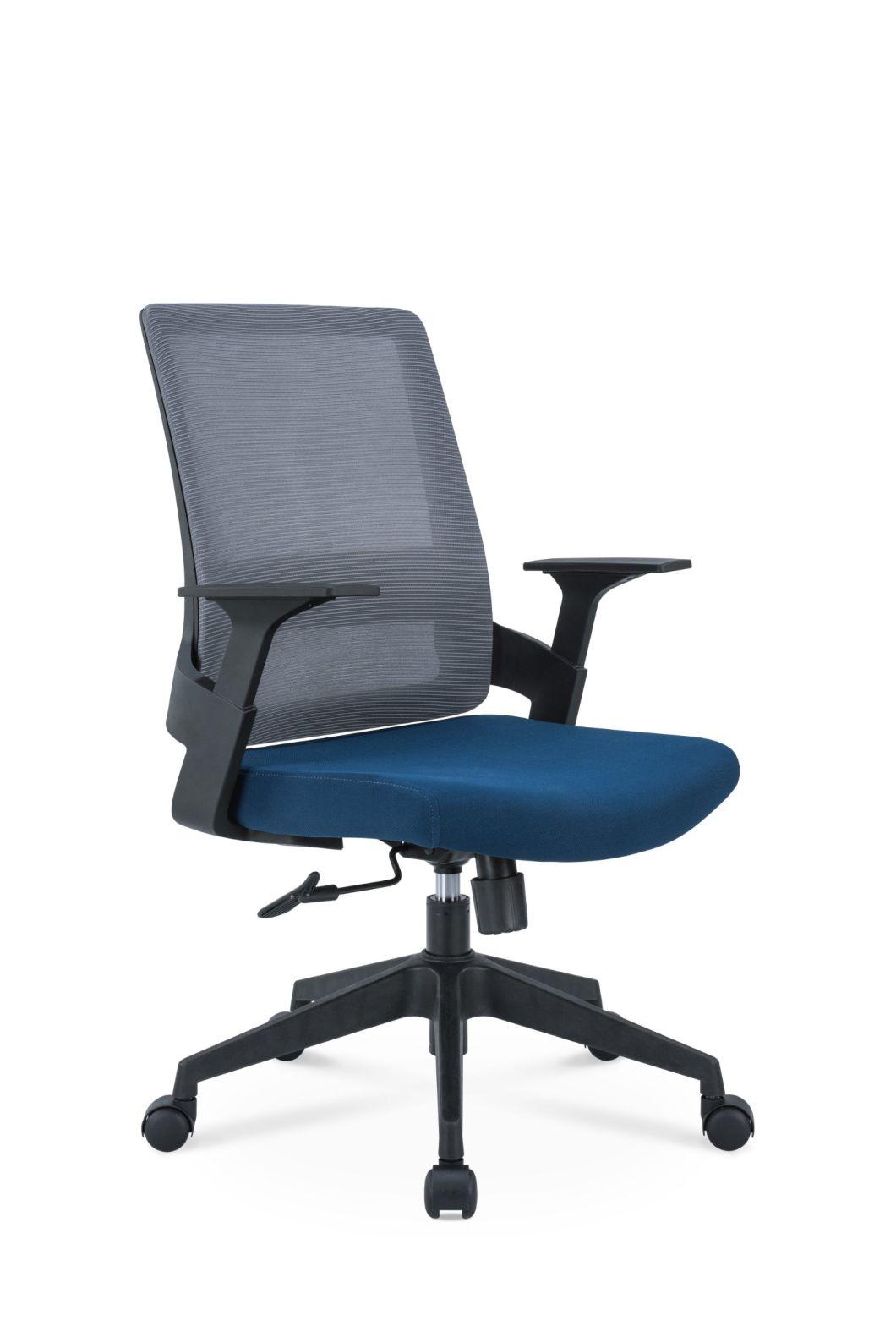 High Quality European Standard En1335 BIFMA Medium Back Staff Modern Fabric Mesh Swivel Office Chair