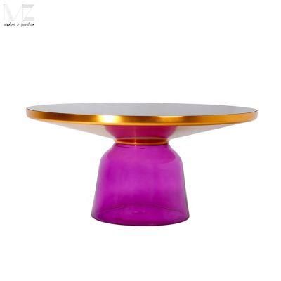 Modern Designer Living Room Furniture Nordic Style Hotel Gold Round Glass Bell Side Luxury Coffee Table