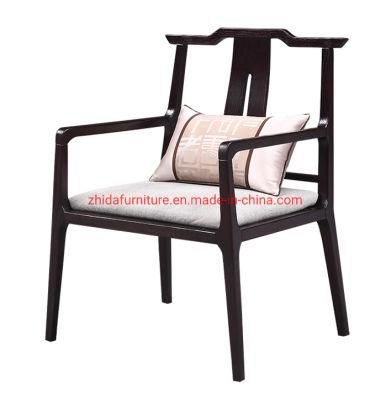 Antique Style Wooden Frame Black Wooden Reception Area Chair