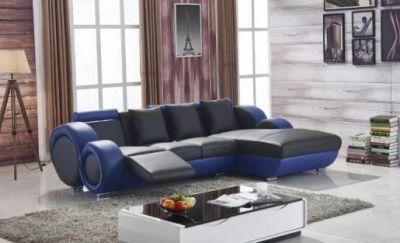 Blue and Black Manual Recliner Modern Latest Design L Shaped Recliner Leather Sectional Corner Sofa Living Room Sofa