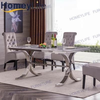 Hot Selling Good Quality Restaurant Bar Marble Dining Table Chair Furniture Combination