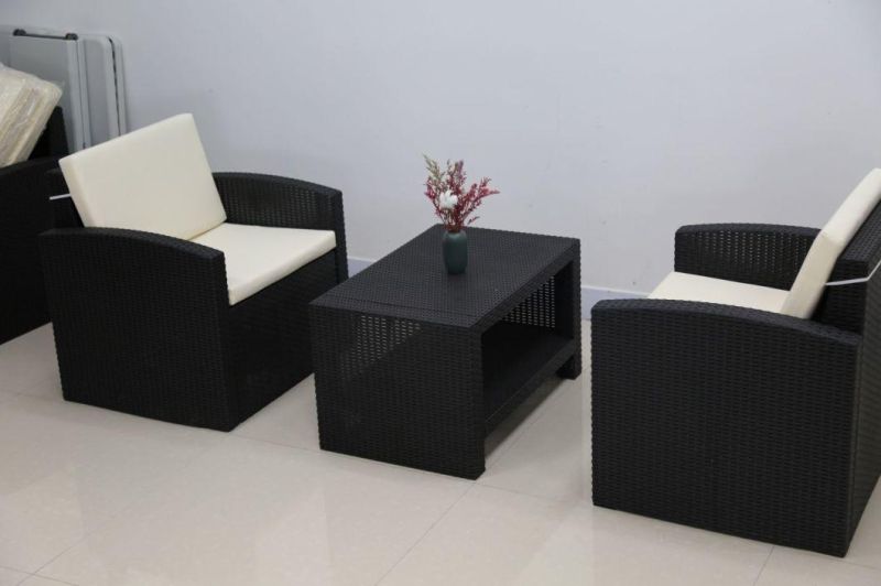 Outdoor Fur Rattan Patten Chair Armrest Coffee Table Patio Courtyard Lounge Leisure Garden Sofa Set in Home Furniture Modern Garden Sets PP Sofa Wholesale Ratta