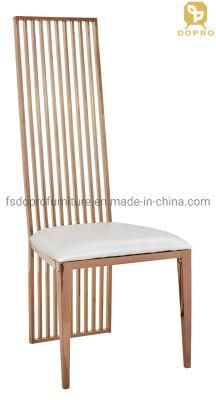 Blush Finish Anti Finger-Print PU Cushion Gold Plated Legs Low Back Cafe Wedding Chair