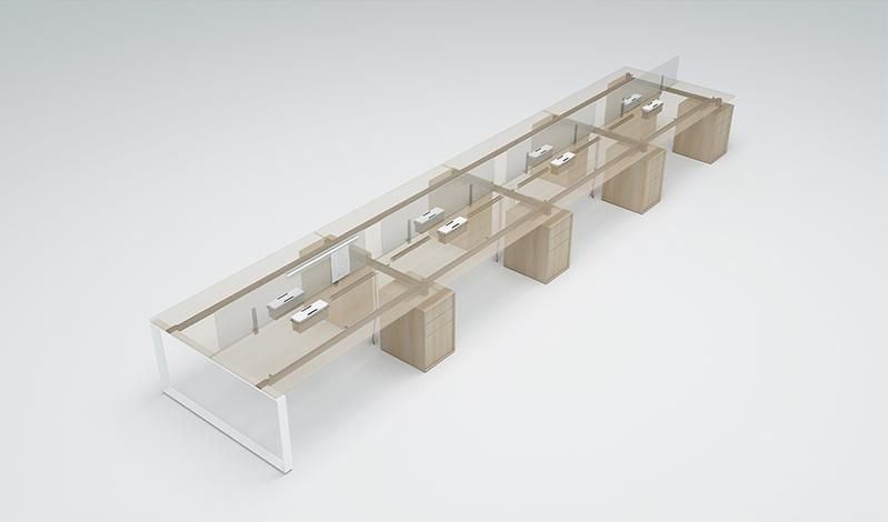 Modern Design Wooden Cabinet Solid Surface Partition Workstation Desk for 8 Person