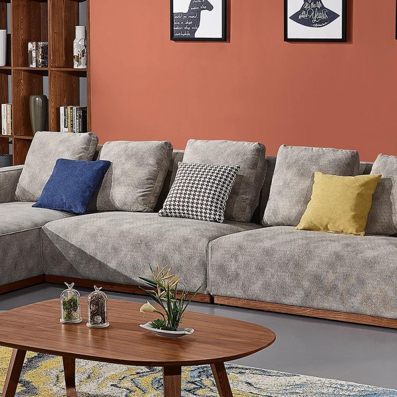 Nordic Living Room Furniture Home Furniture Wooden Fabric Sofa Set