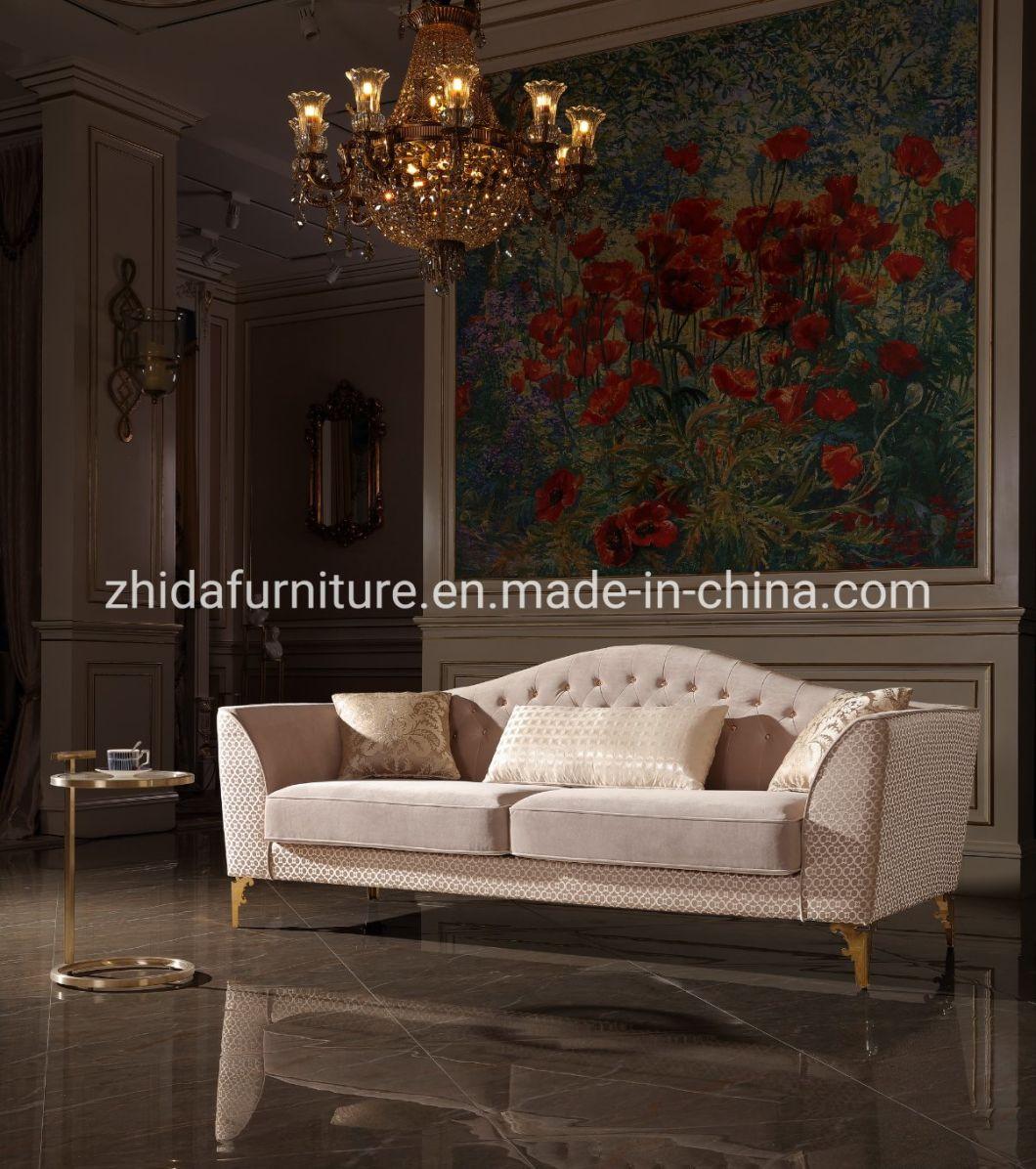 Zhida Chinese New Classical Home Furniture Supplier Villa Hotel Living Room Furniture American Style Elegant Velvet Sectional Sofa Furniture