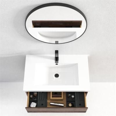 Axcellent Modern Luxury Floating Bathroom Cabinet Storage Basin Set 24 Inch Melamine Wood Bathroom Vanity with Sink LED Mirror Cabinet