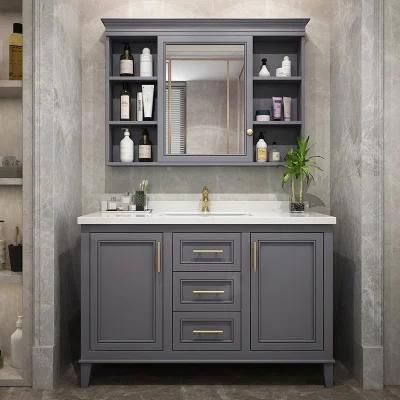 American Light Luxury Rock Board Bathroom Cabinet Solid Wood Nordic Smart Mirror