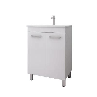 Modern Simple Large-Capacity White Bathroom Furniture with Cabinet Feet and Doors