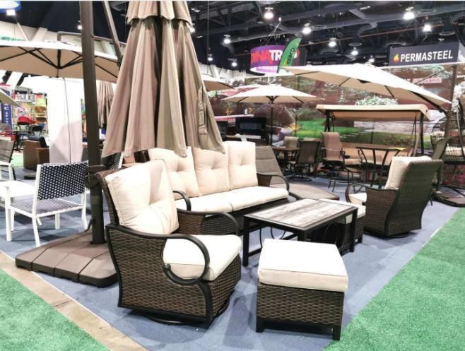 Sale of 4 Pieces Outdoor Handmade Rattan Furniture with Cushions 8 Cm Sofa Set Including 2 Single Sofas 1 Double Sofa and Table Outdoor Sofa Set