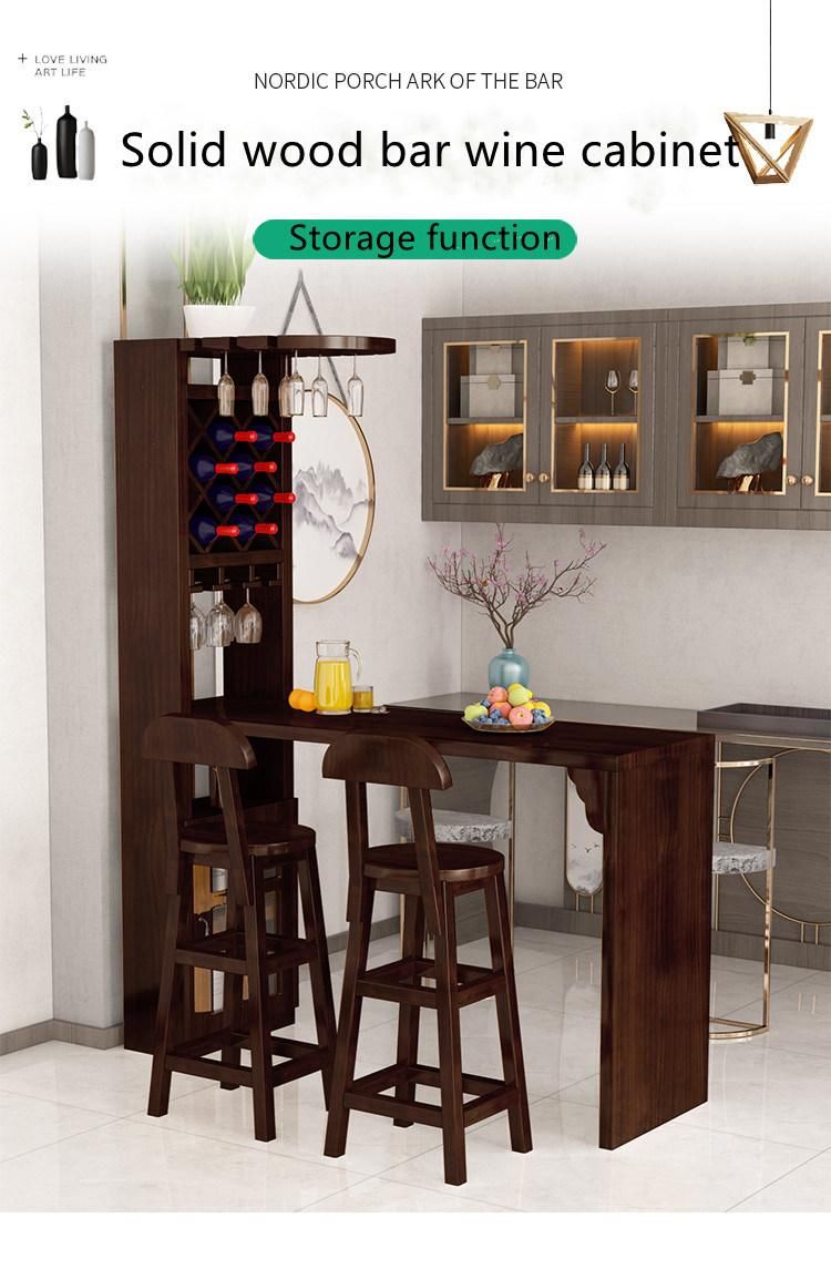 Popular Design Modern Wooden Log Color Solid WWood Bar Wine Storage Cabinet