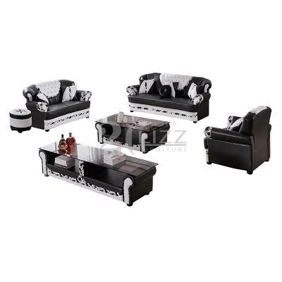 French Modern Home Living Room Furniture Tufted Chesterfield Leather Sofa Set
