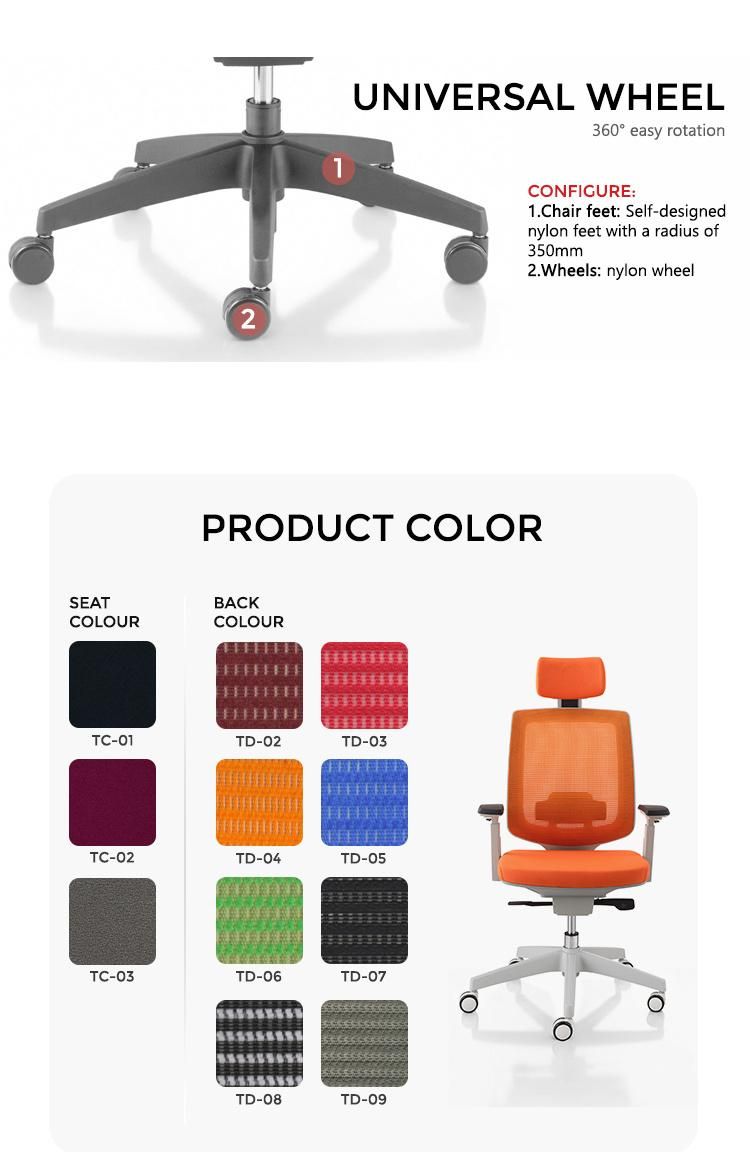 High Quality Lumbar Boo Manufacturer Adult Swivel Cheap Design Fabric Modern Office Mesh Staff Chair