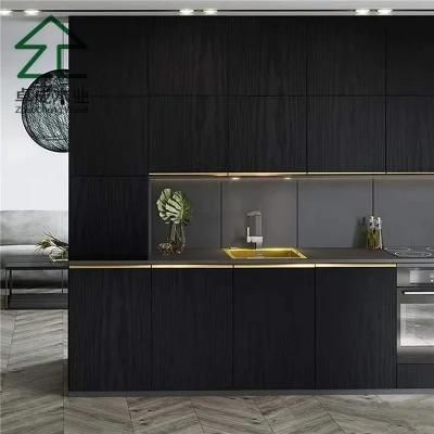 Black Color MDF Kitchen Cabinet with Hinge