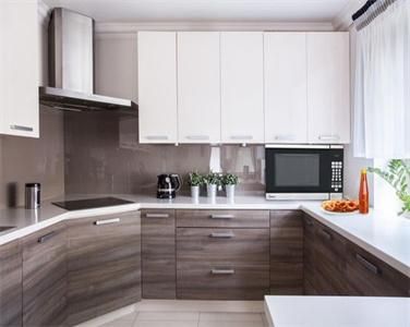Apartment High Pressure Freestanding U Shaped Laminate Kitchen Cabinet