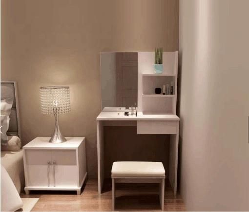 Customized Wooden Dressing Table with Mirror and Dressing Stool