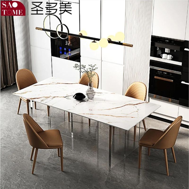 Modern Living Room Rock Board Furniture Transparent Flat Long Foot Dining Table