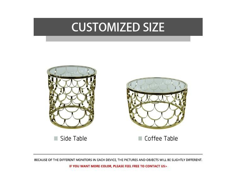 Modern Gold Stainless Steel Leg Tempered Glass Top Luxury Coffee Tea Table