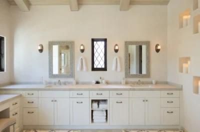 Mediterranean Style Double Sink Floor Mounted Vanity Cabinets Beige Benchtops