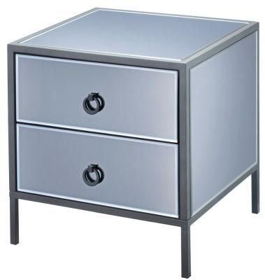 Mirrored Nightstand 2 Drawers Gery Mirrored Home Furniture for Home Decor
