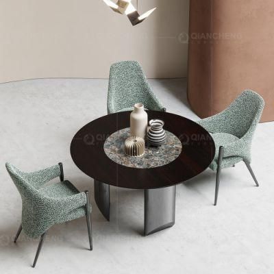 Restaurant Dining Table 8 Seaters Marble Top Dining Table and Chair Set Modern