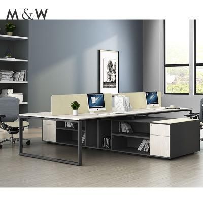 Fashion Desk Modern Work Station Work Wooden Table Design 4 Person Workstation Office Furniture
