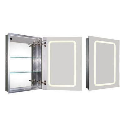 Single Door Mc006 Aluminum Medicine Cabinet with Mirror Bathroom Lighted Mirror Cabinet with Adjustable Glass Shelves Recessed or Surface Mounting