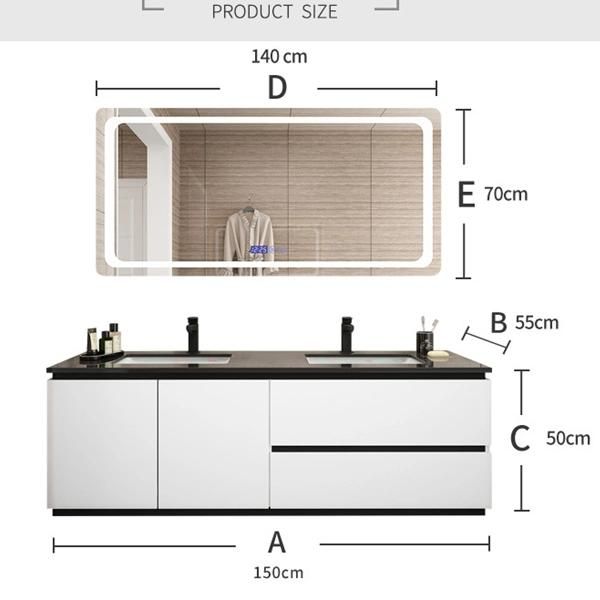 Bathroom Cabinet Set Bathroom Vanity Combination Simple Modern Solid Wood Double Basin Marble Wash Basin Basin Cabinet