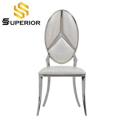 Modern Home Furniture Set Luxury Silver Metal Leather Dining Chairs