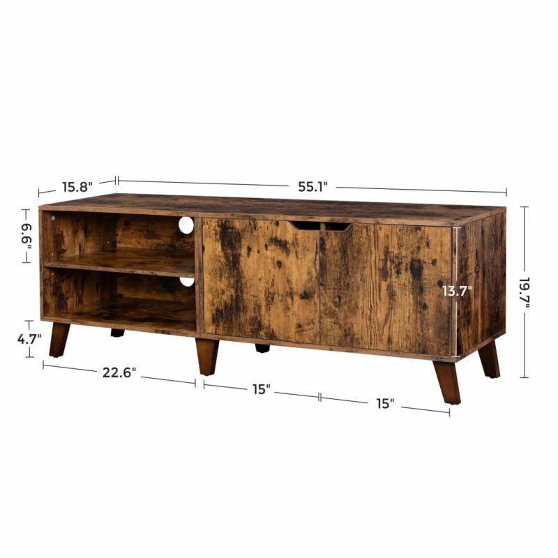 TV Stand Console Table with Storage for Tvs up to 55 Inch, Industrial TV Table Stand for Media Cable Box, Wood Entertainment Media Stand