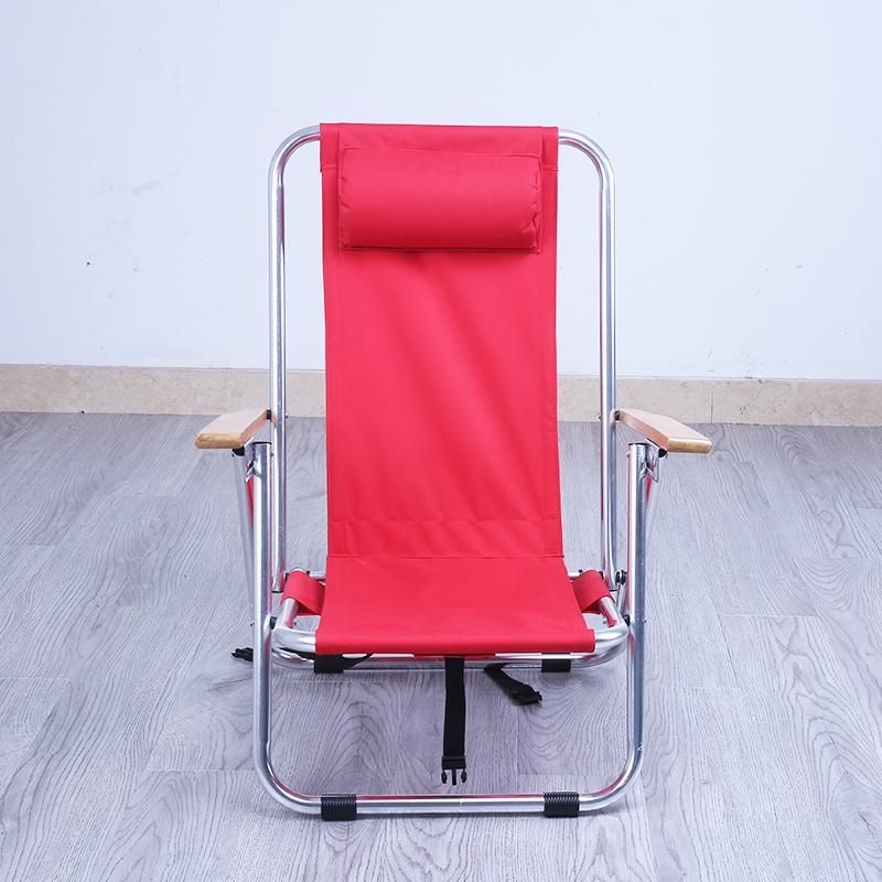 Adjustable Steel Folding Beach Chair with Armrest