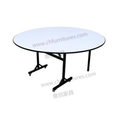 Modern Simple Hotel Small Household Sturdy Household Folding Roller Round Dining Table with Wheels