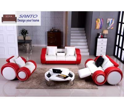 White and Red Color Modern Leather Sofa