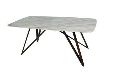 Wholesale Home Restaurant Furniture Imitation Marble Top Dining Table with Metal Frame