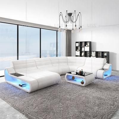 Unique European Modern Multifunctional Office Furniture Sectional U Shape Geniue Leather Sofa