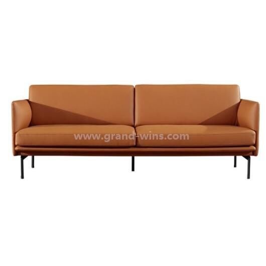 Modern Hotel Reception Office Living Room Furniture Double Leather Sofa