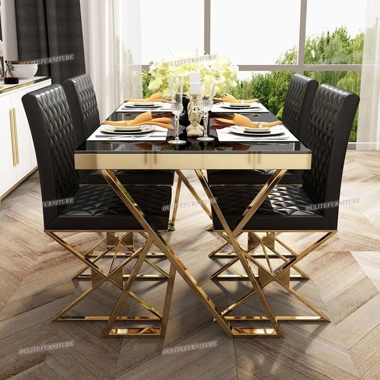 Home Dining Room Furniture Golden Metal Frame Dining Table