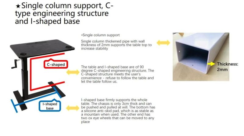 Smart Electric Bluetooth Movable Height Adjustable Side Table with Left and Right Sliding Wooden Table/Placement/Computer Table