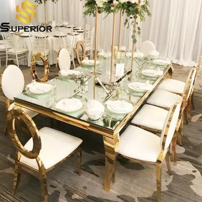 Modern Style Wedding Restaurant Banquet Glass Top Dining Table