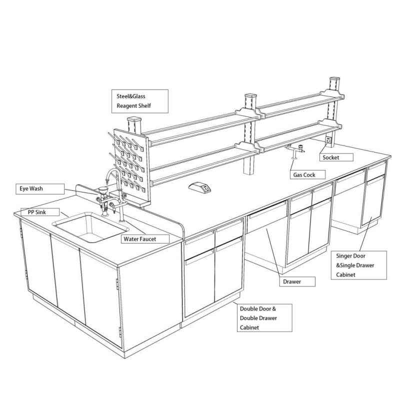 Factory Hot Sell Chemistry Steel Lab Furniture with Sink, Factory Direct Sale Bio Steel Physical Laboratory Bench/