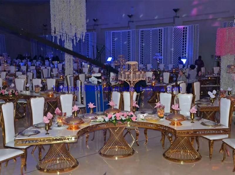 Gold Base LED Event Rental Furniture Wedding Dining Table for Banquet