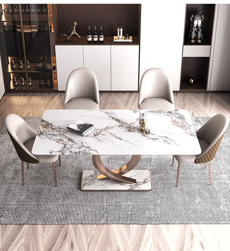 Italian Style Design Extendable Dining Table Metal Slate Dining Table