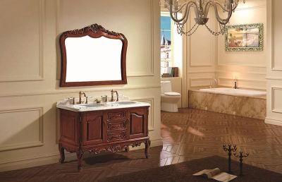 Antique Design Oak Wood Touble&#160; Basin&#160; Bathroom Cabinet with Mirror