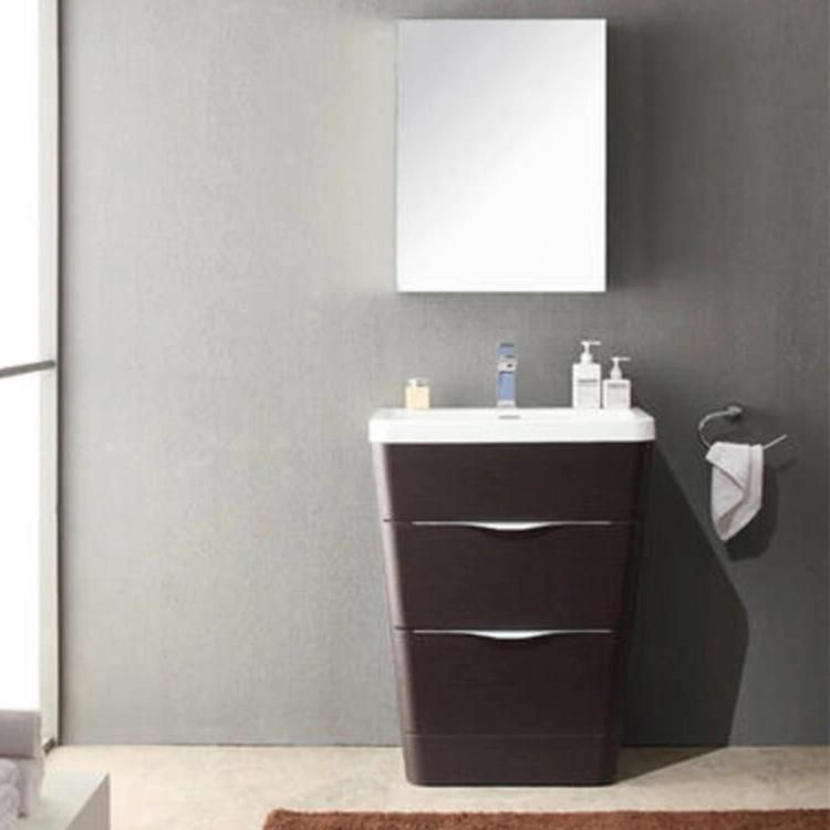 Modern Floor Mounted Chestnut Vanity Bathroom Vanity and Acrylic Top with Medicine Cabinet