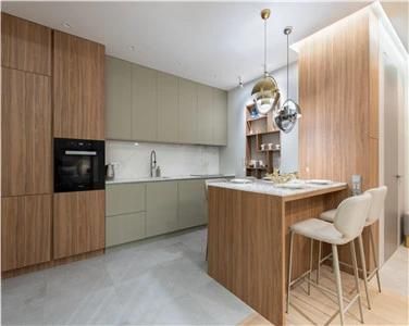 Apartment High Quality Waterproof Practical Wood Grain Flat Melamine Kitchen Cabinet