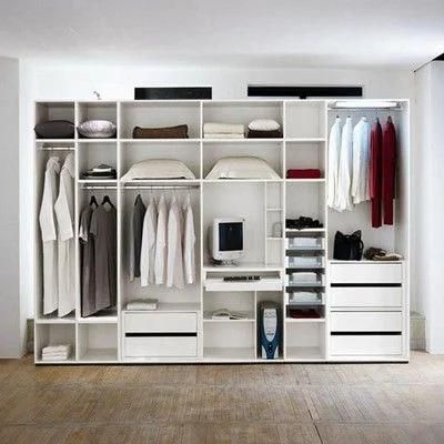 Woodgrain MDF Finish Master Bedroom Walk in Closet Wardrobe