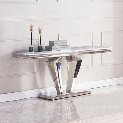 Modern Design Marble Console Table Silver Living Room Marble Console Table