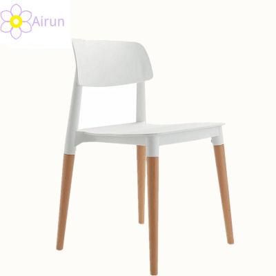Nordic Style Small Apartment Plastic Dining Chair Hotel Restaurant Furniture White Solid Wood Foot Chair